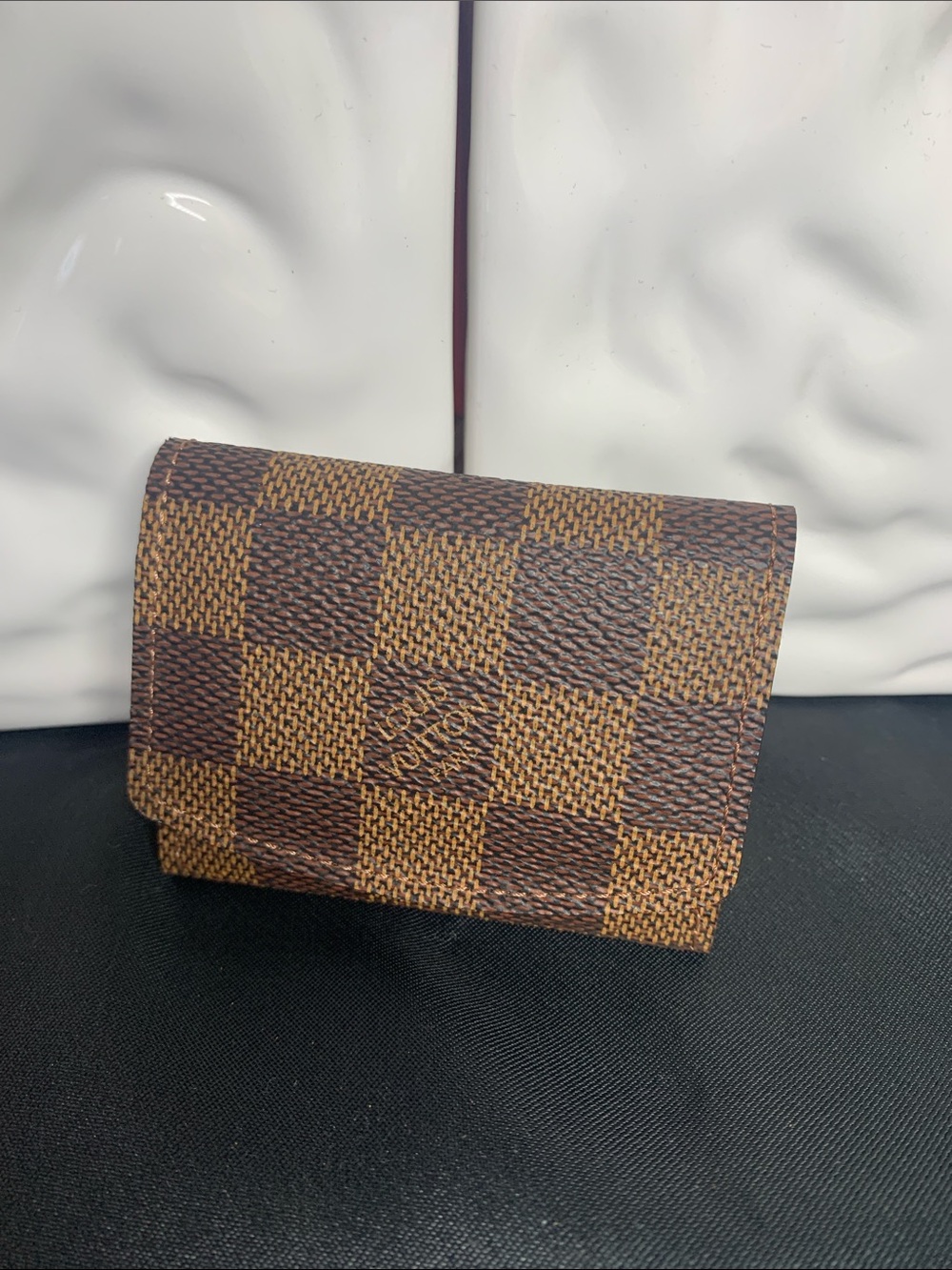 Pre Owned Louis Vuitton Brown Damier Ebene Checker Jewelry Wallet